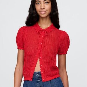 NWT  GAP × DÔEN Linen-Blend Cardigan in Red Light, XL